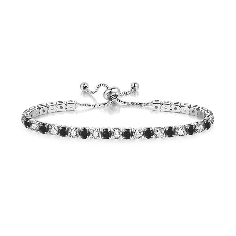 Sterling Silver Gemstone & Lab-Created White Sapphire Adjustable Bracelet