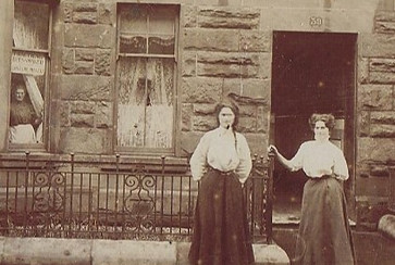Historical image of Cohen's first dress making shop in Scotland.
