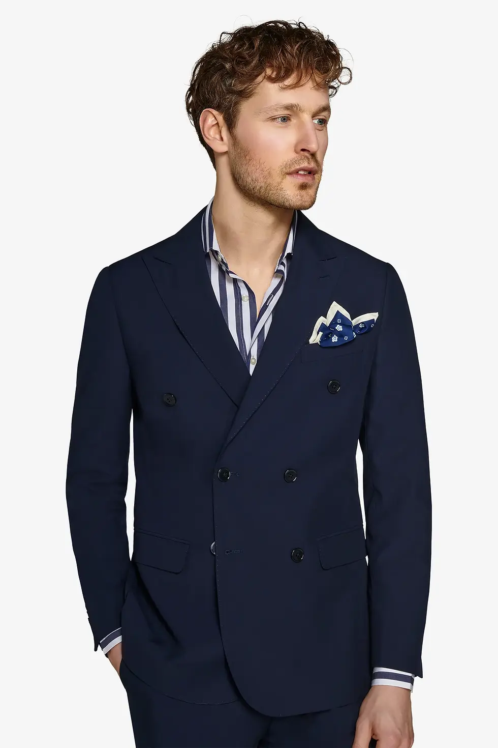 Thumbnail: Double-breasted men's suit Blue