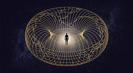 Firefly_Gemini Flash_Minimalist mythic-scientific illustration of a human silhouette insid