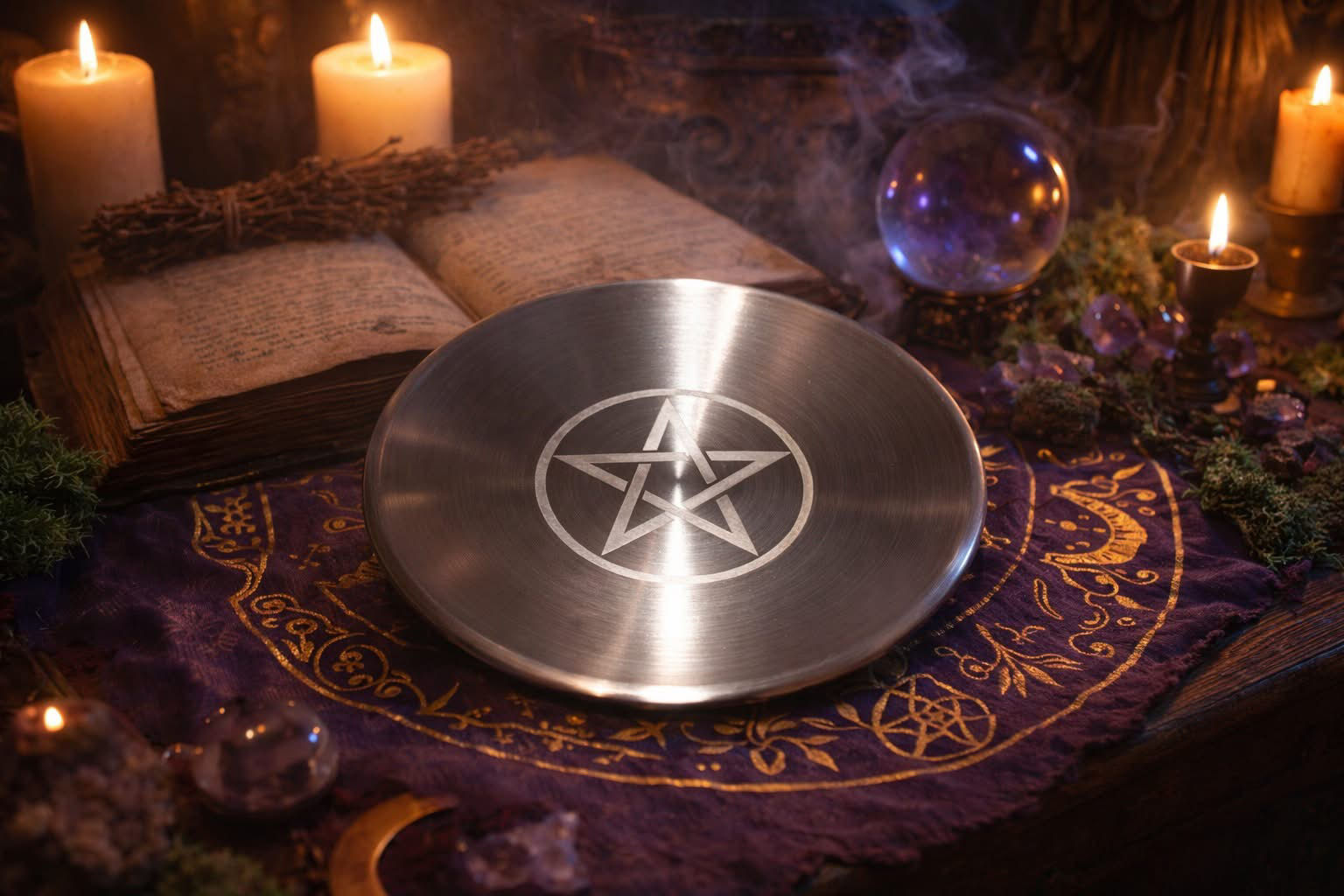 Prato de Metal Pentagrama 13cm - Prateado