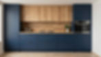 Sleek blue and wood modular kitchen, Kitchen Excellence