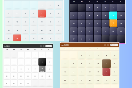 3D Calendar - Date and Holiday banner