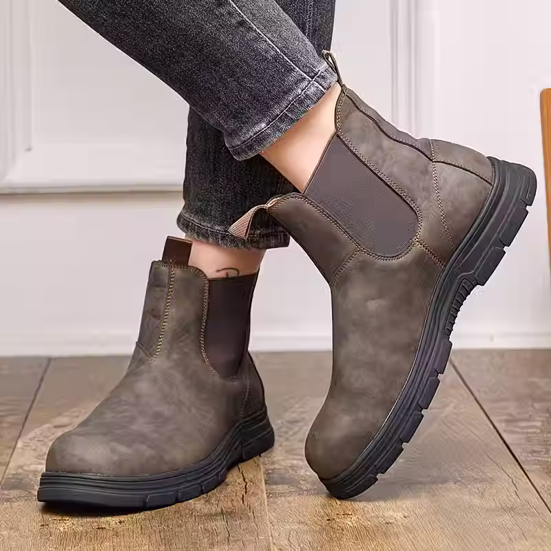 Thumbnail: Men'S Retro Round Toe Slip-On Chelsea Boots | Fashionable Comfort, Faux Upper an