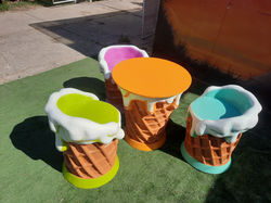 Mesa y Sillas de Helado de fibra de vidrio