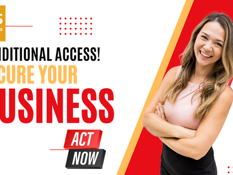 Illustration showing a laptop with a green checkmark for company account and a red cross for personal account, representing Conditional Access security enhancement for Microsoft 365.