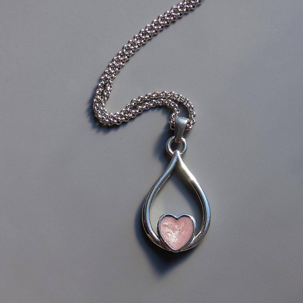 Thumbnail: 'Eternal Heart' Drop Pendant Necklace, Stainless Steel.