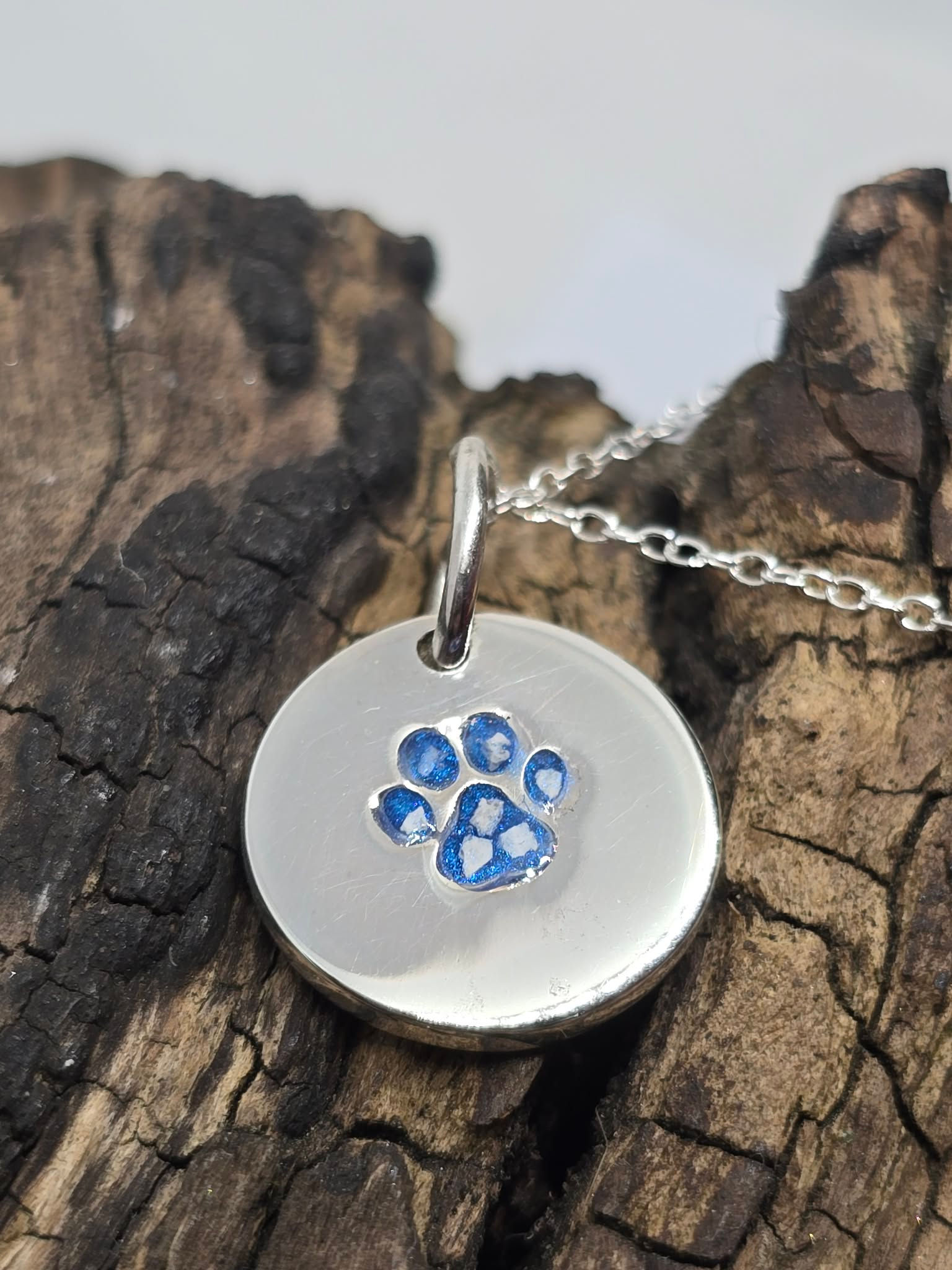 'Pawprint Disc' Pendant Necklace, Sterling Silver925