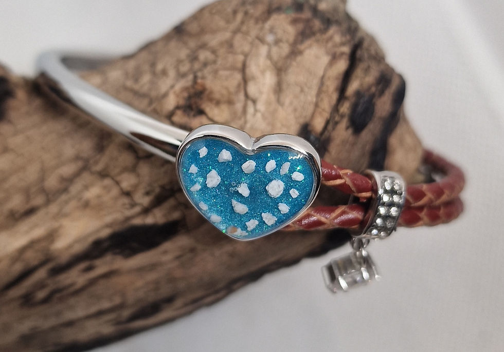 Thumbnail: 'Heart Bracelet' Brown Leather/Stainless Steel