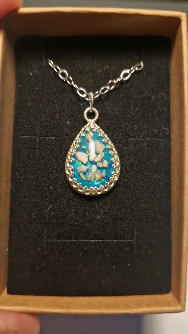 Thumbnail: Teardrop Crown Bezel, 10x8mm, Pendant Necklace, Sterling Silver925 