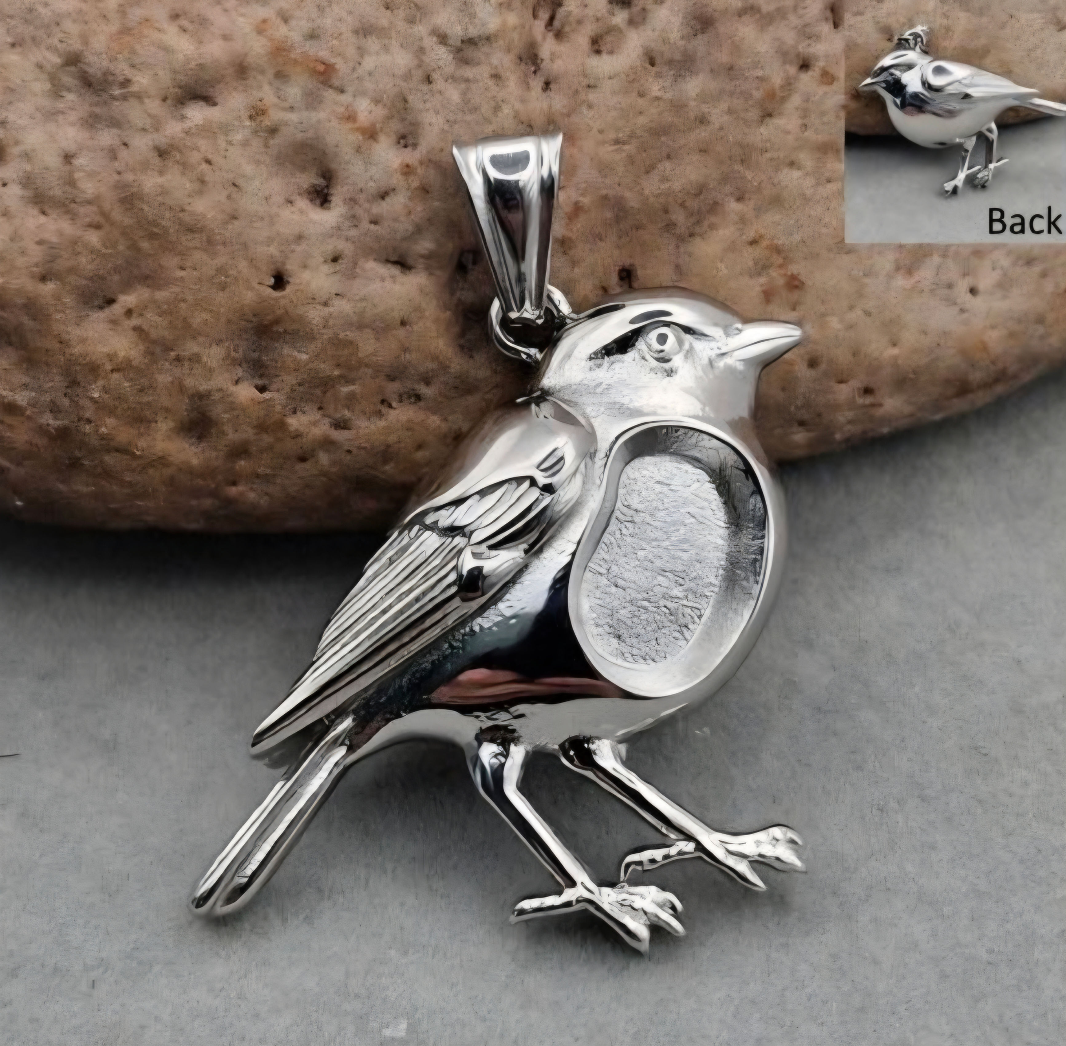 3 Dimension Robin Stainless Steel, Pendant Necklace