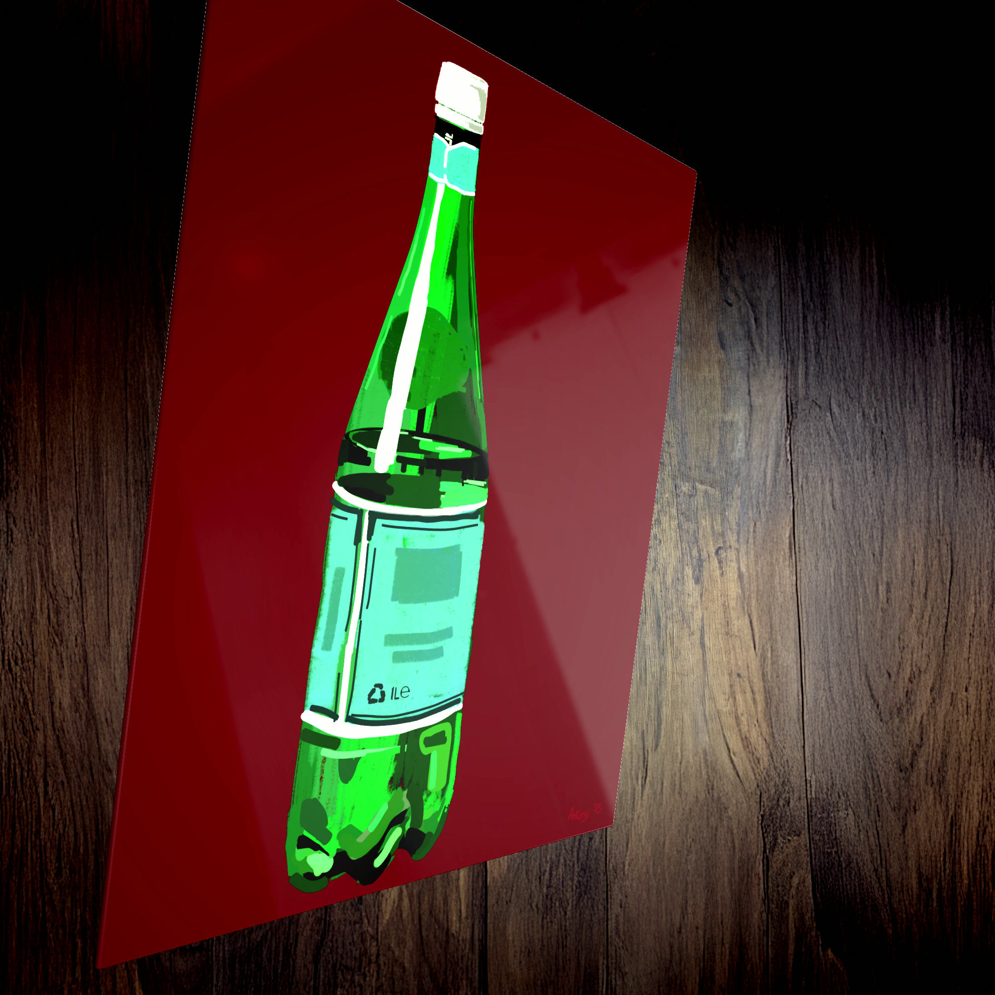 San Pelligrino Bottle painting - Metal print