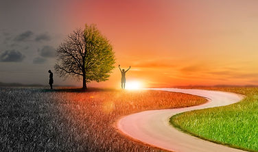 Silhouette of a woman in a landscape with different emotions as a concept.jpg