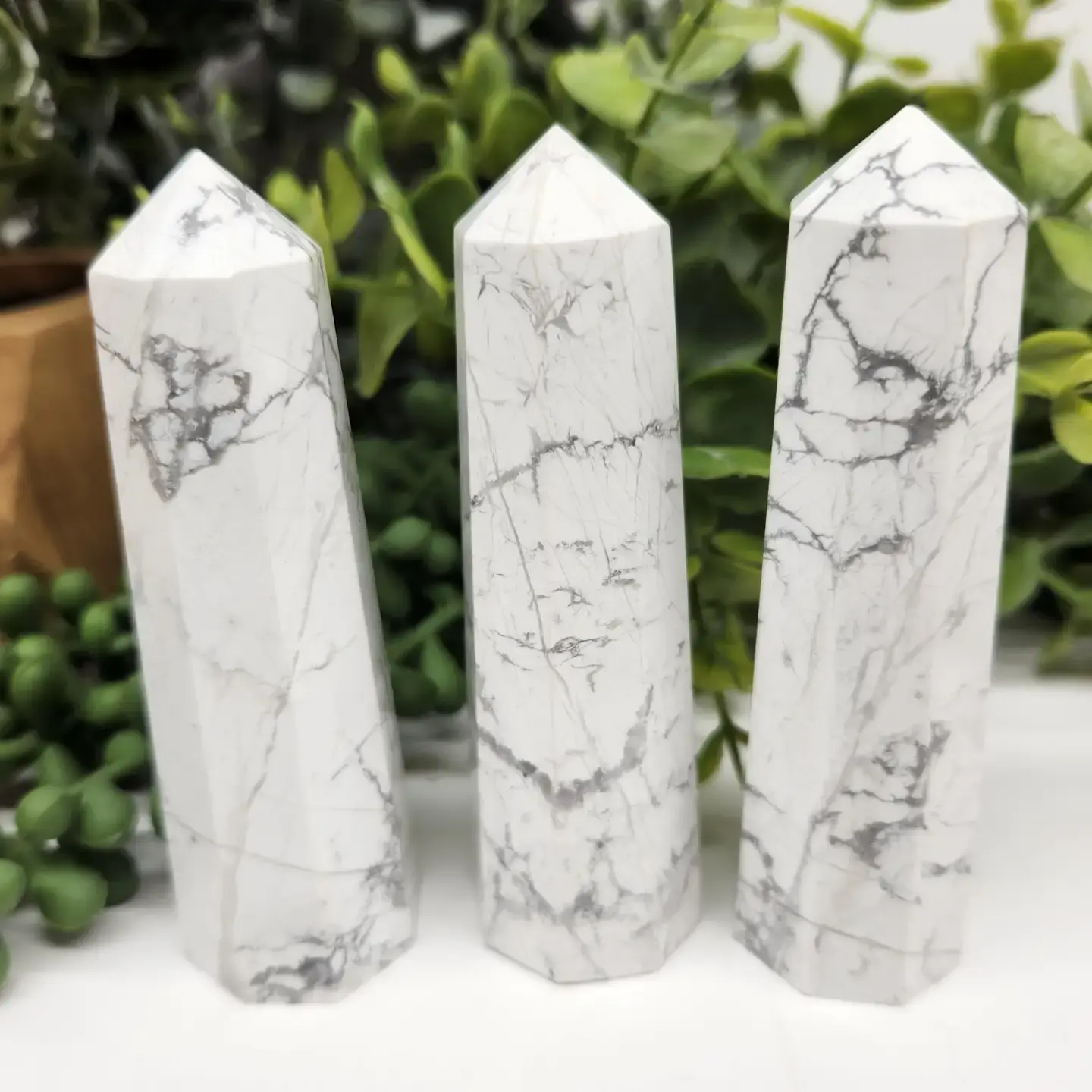 Member's White Howlite 8-Faceted Tower
