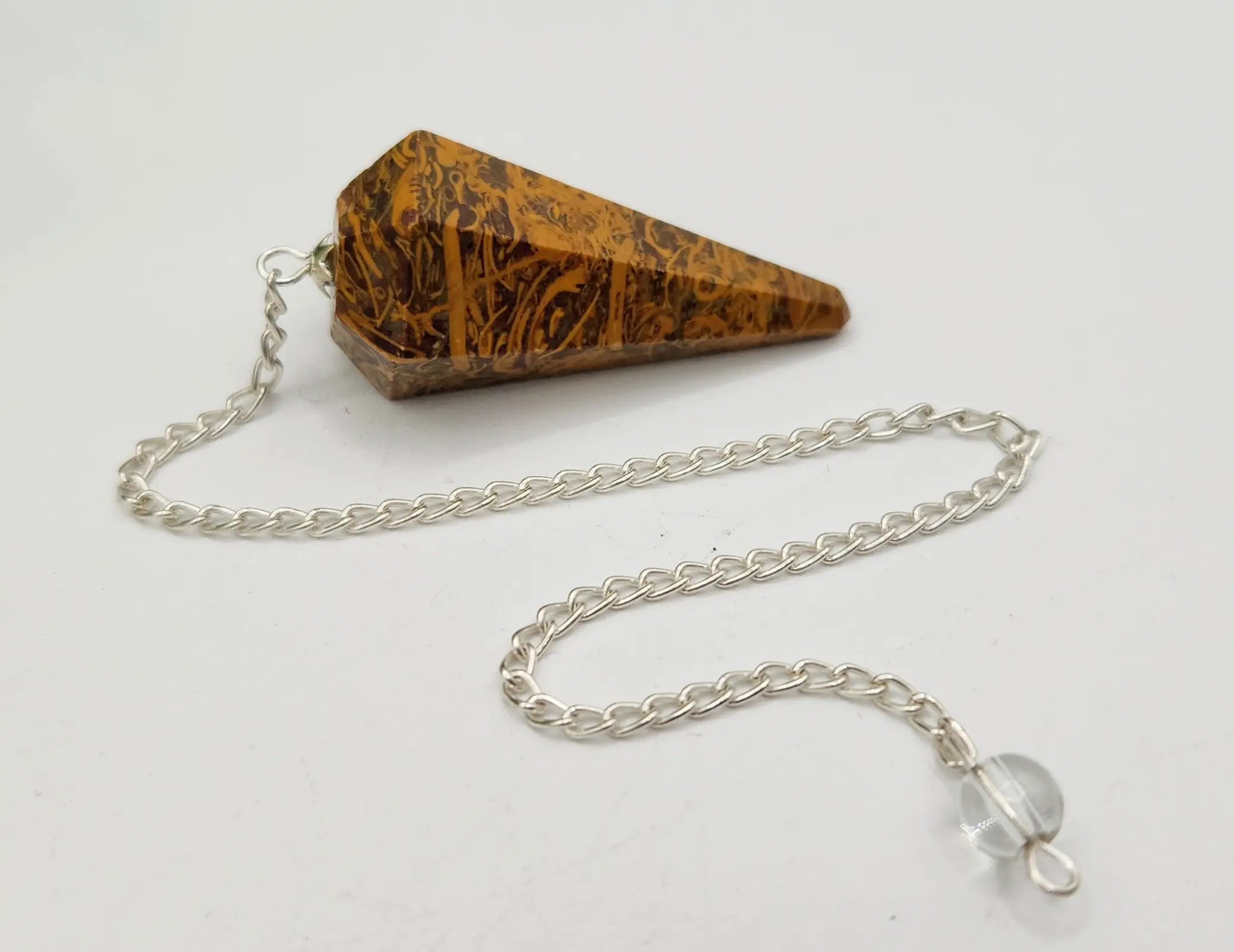 Calligraphy Jasper Pendulum W/Silver Chain