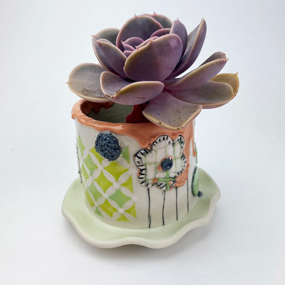 Thumbnail: Lil Mint & Peach Porcelain Planter