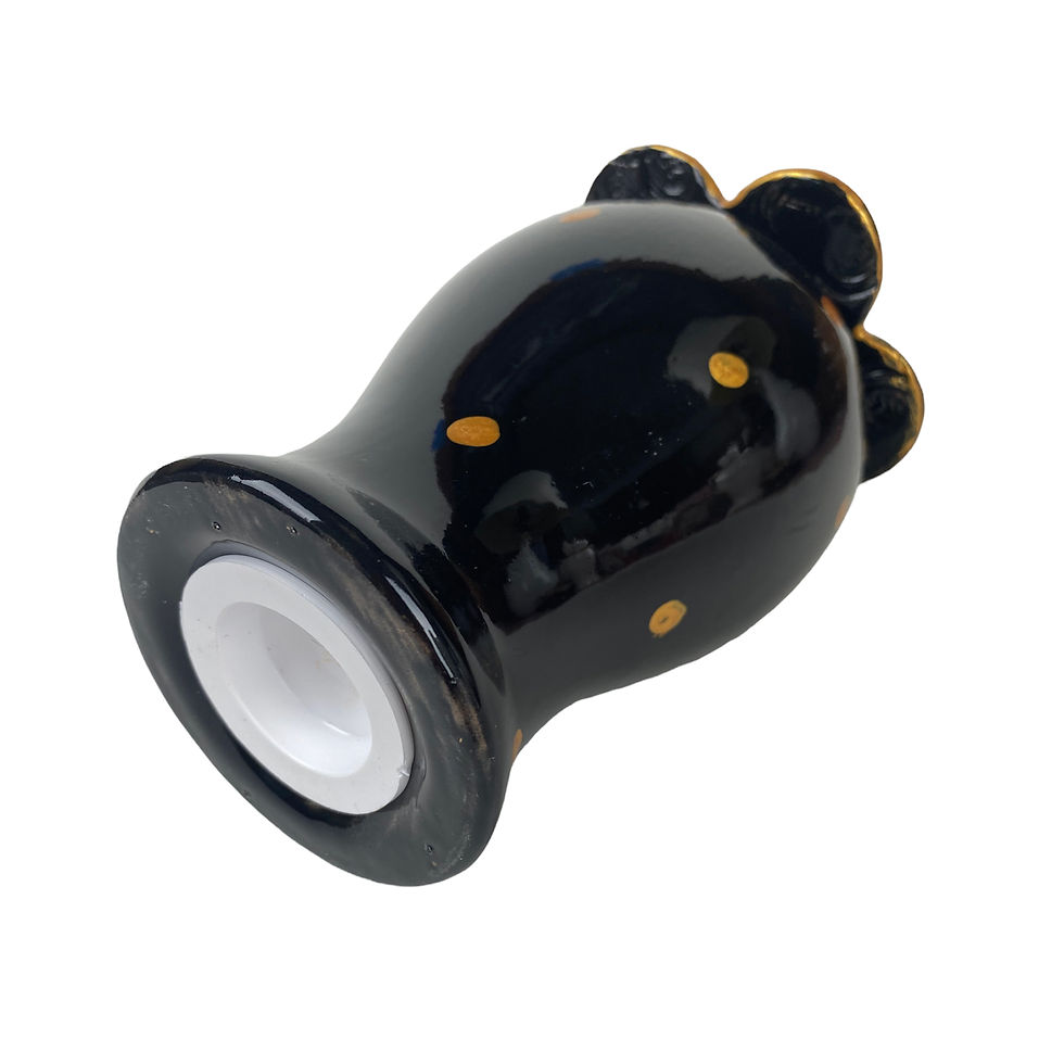Thumbnail: Black with Gold Luster Cat Urn