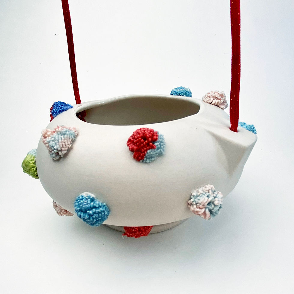 Thumbnail: White Pom Pom Hanging Planter