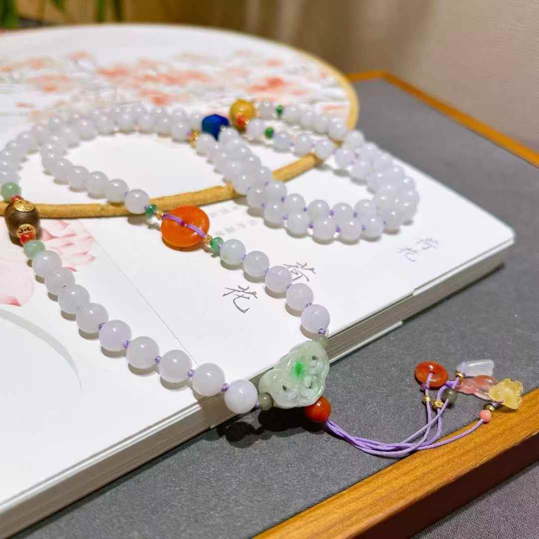 natural jade bracelet multi wrap design with lavender jade beads and gemstone accents