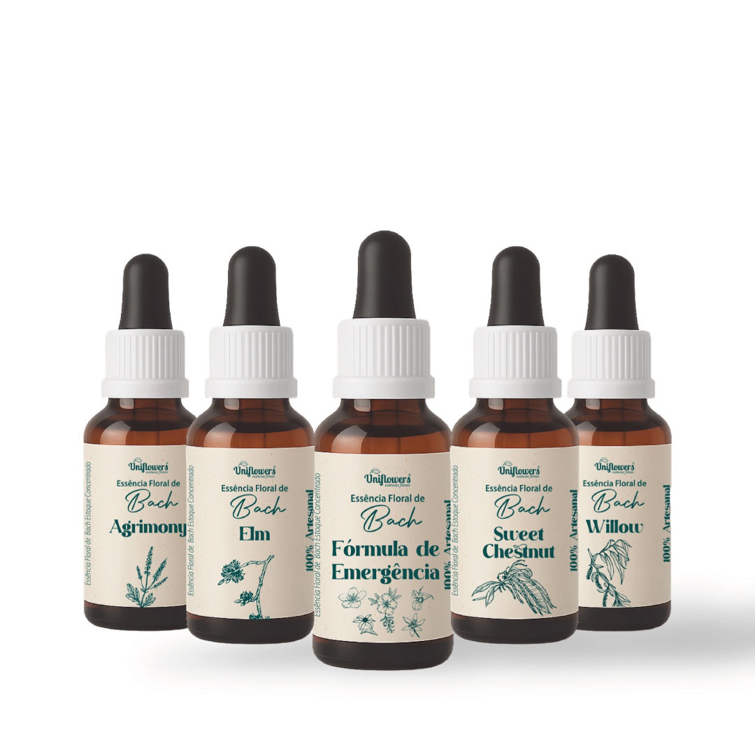 Kit com 5 essências florais de Bach 10 ml