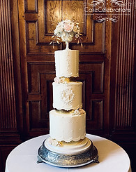 Gold Leaf, Royal Icing and Sugar Flowers Wedding Cake