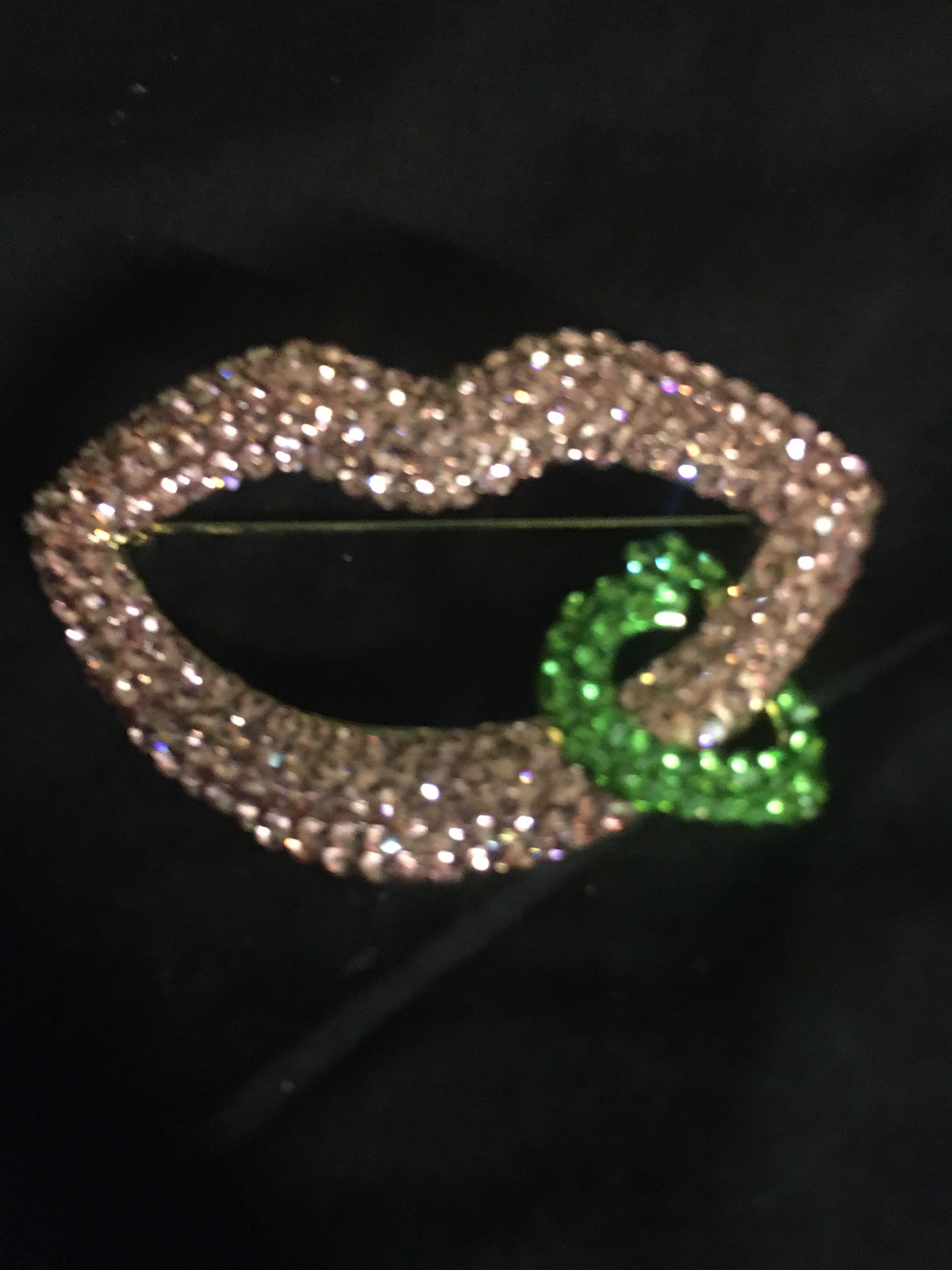 Pink and Green Heart Shape Brooch