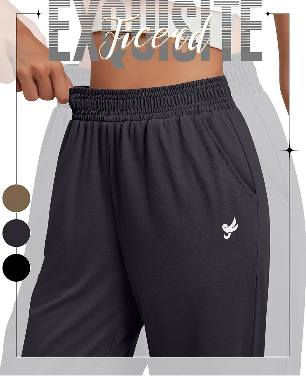 Thumbnail: Ficerd Paquete de 3 pantalones deportivos para mujer, ajuste holgado, elásticos,