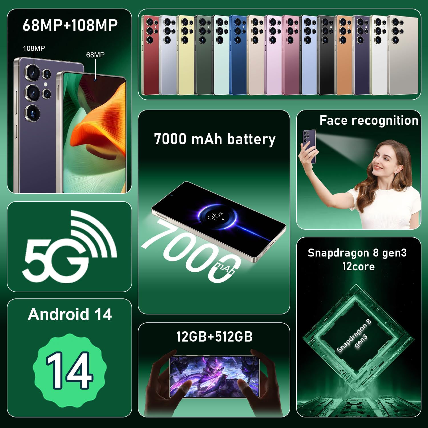 I25 Ultra: 6.99" FHD+ Android 14 Smartphone | 12GB+512GB | 108MP+68MP Camera ...