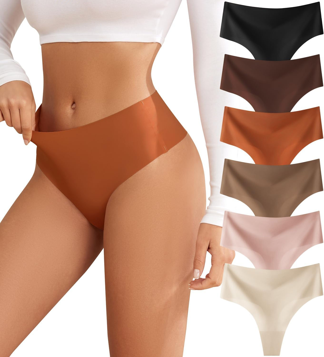 Tangas de cintura alta para mujer, sin costuras, ropa interior sexy y transpira