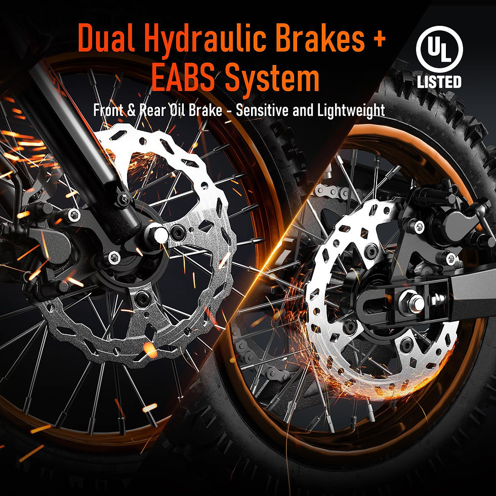 Thumbnail: RiderX Electric Dirt Bike for Adults Teens, 3000W Brushless 220Nm Motor - 45°...