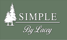 Simple By Lacey logo sage green background with two white trees