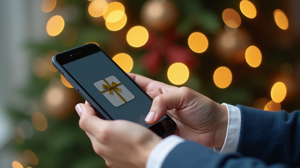 Close-up of a smartphone showing a digital gift card ready to be sent