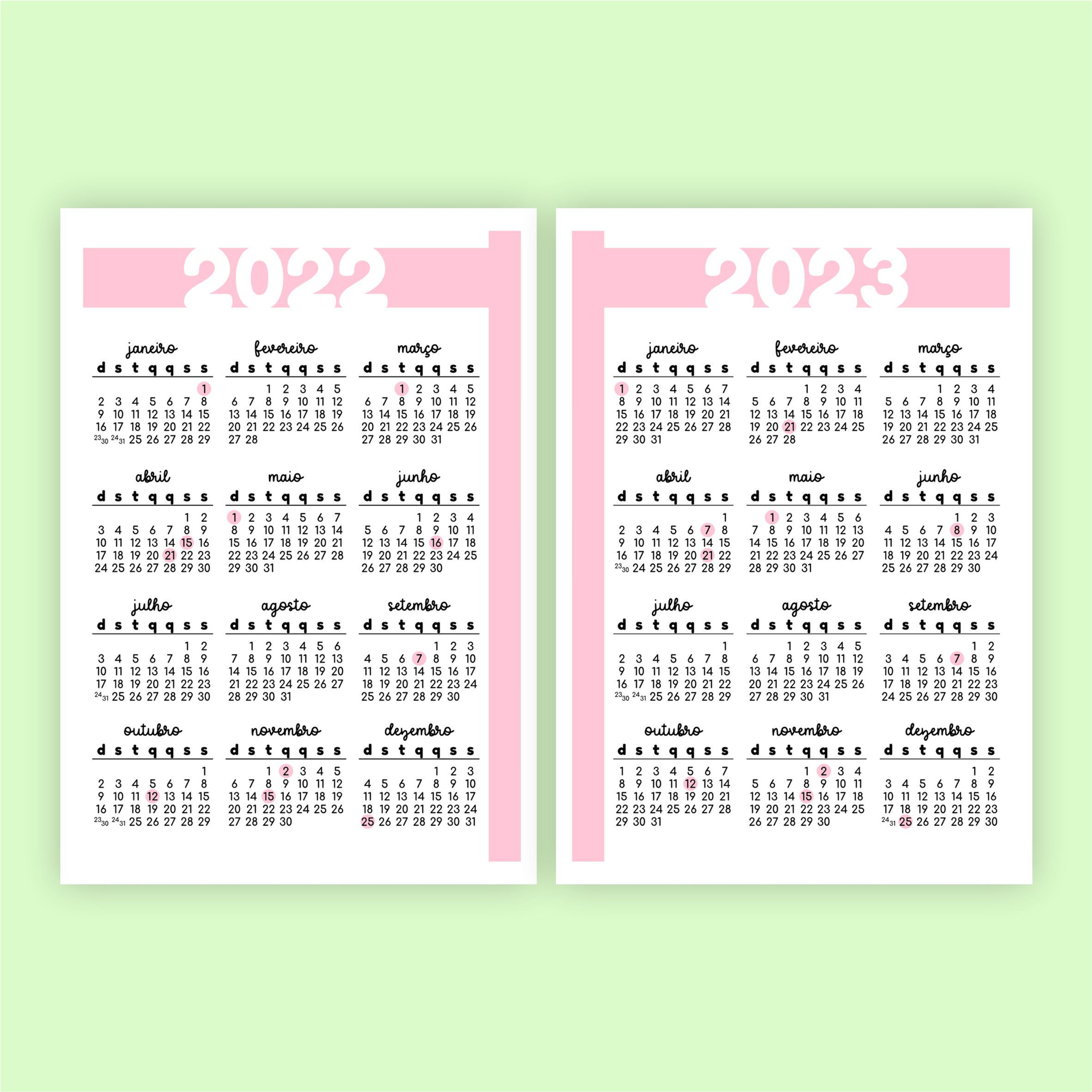 Calendário Colorful para Agenda Permanente