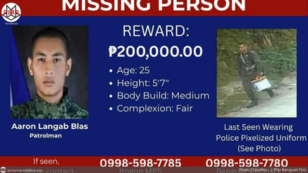 P200,000 REWARD up for missing police trainee in Itogon, Benguet