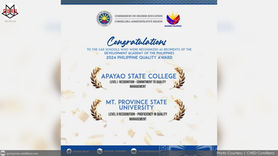 Two colleges in CAR conferred with prestigious Philippine Quality Award