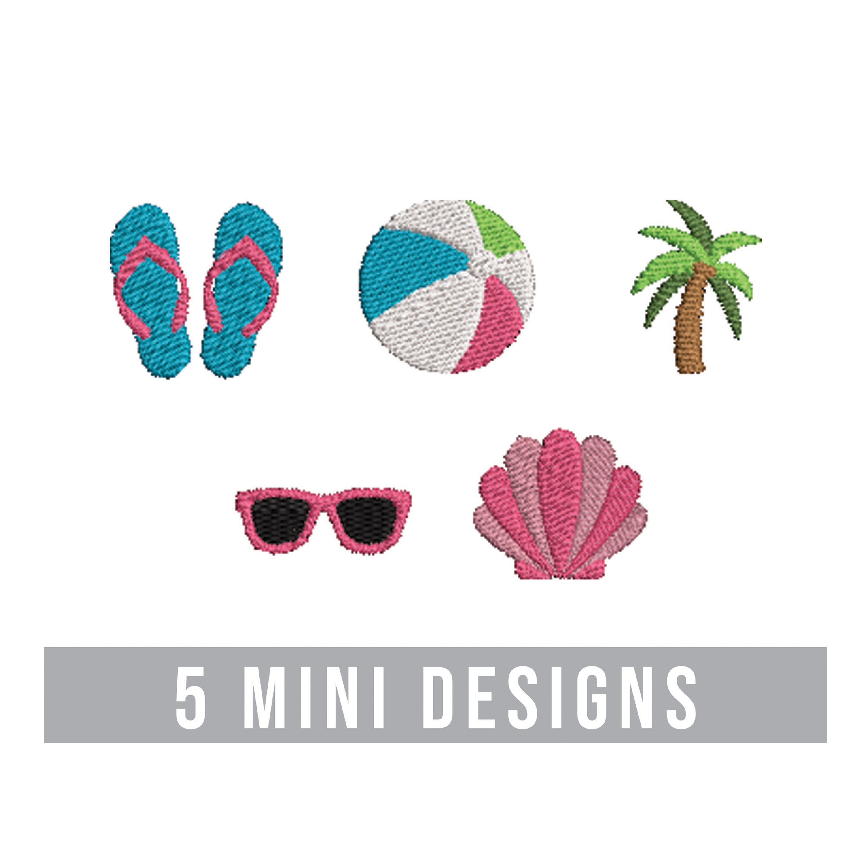 Beach Vacation Summer Mini Embroidery Designs