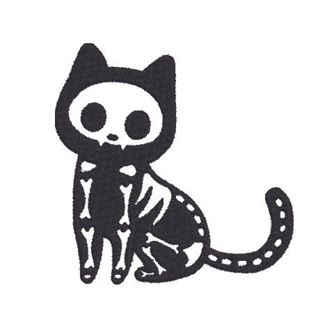 Skeleton Cat Embroidery Design