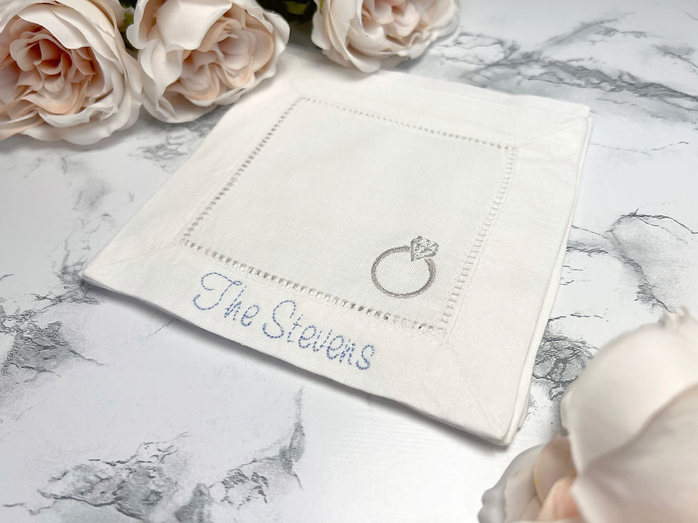 Thumbnail: Personalized Embroidered Cocktail Napkin Set with Name