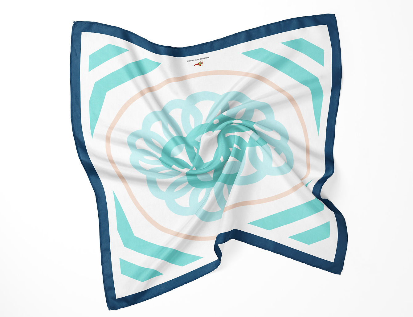 Foulard con pattern design personalizzato Elvix Lab per Yacht Club Porto Rotondo, applicazione su seta