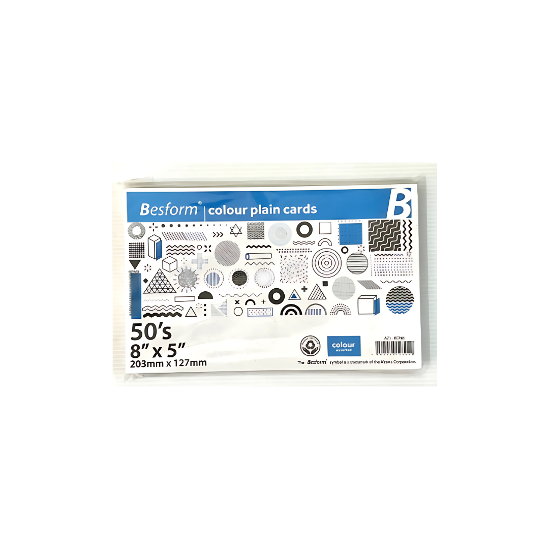 BESFORM 8 X 5 PLAIN CARD ASSORT COL 50'S