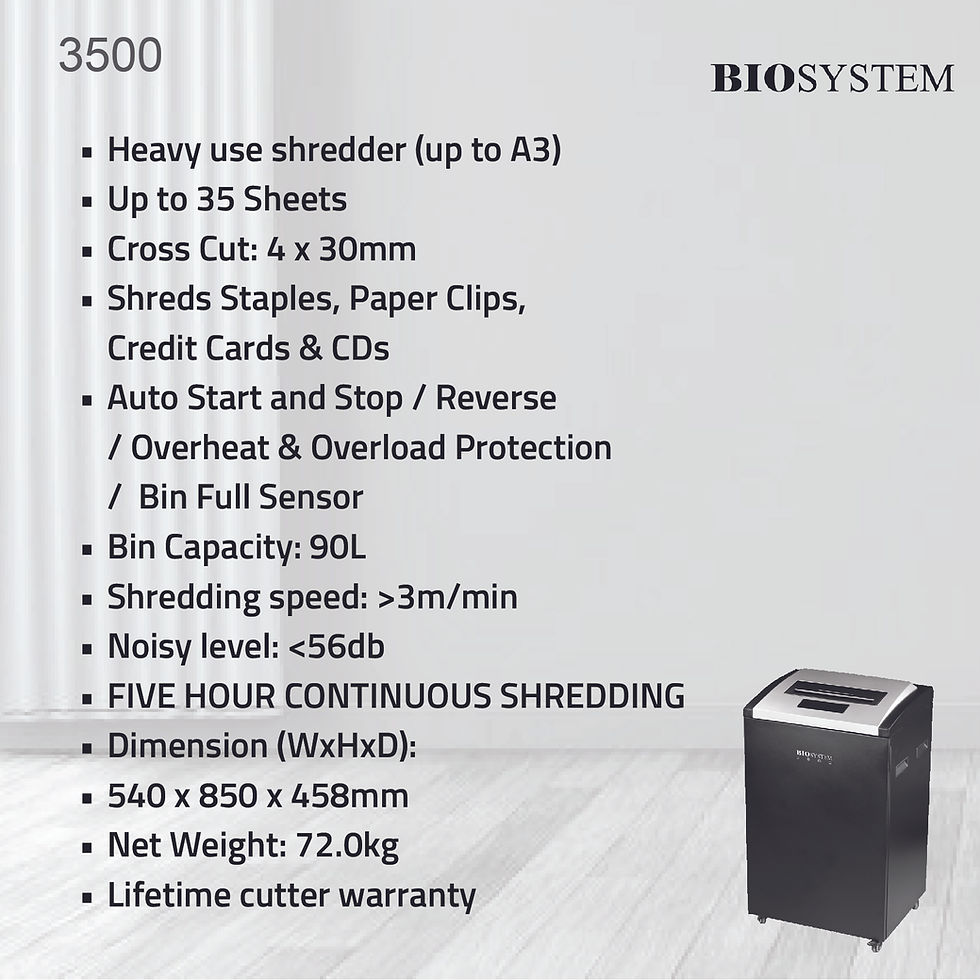 Thumbnail: BIOSYSTEM PAPER SHREDDER 3500