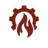 Gear-shaped flame icon representing Class-D extinguishers for combustible metals.