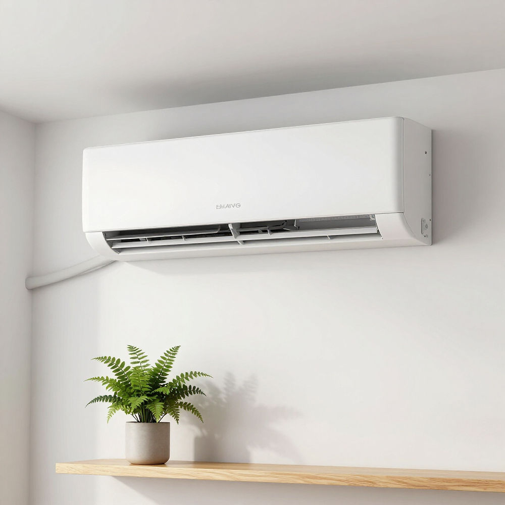 White air conditioning unit on wall