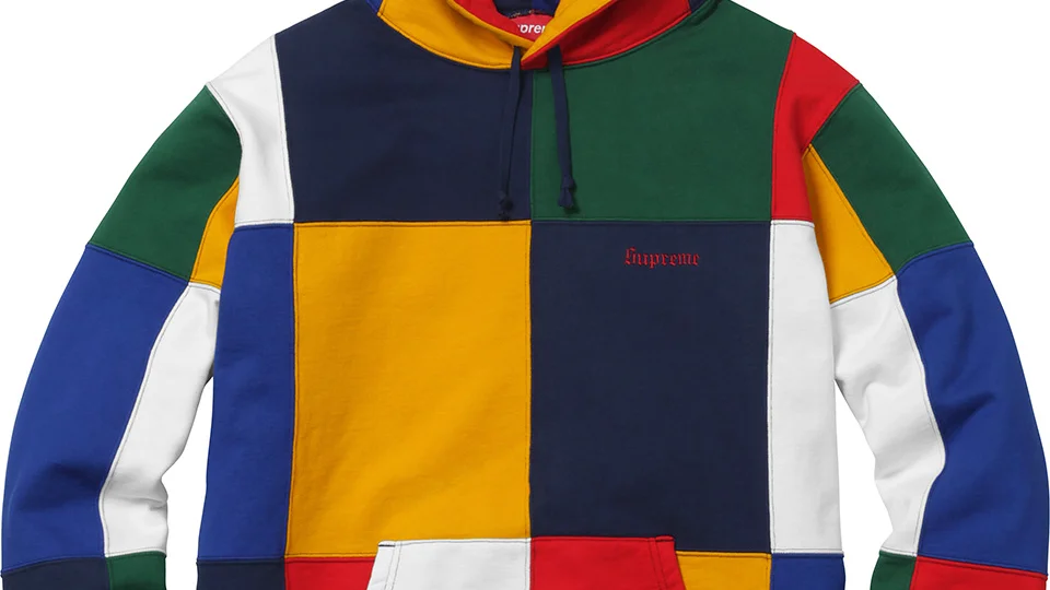 supreme patchwork hoodie white