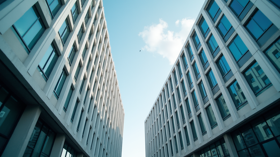 Eye-level view of a modern office building in Baku
