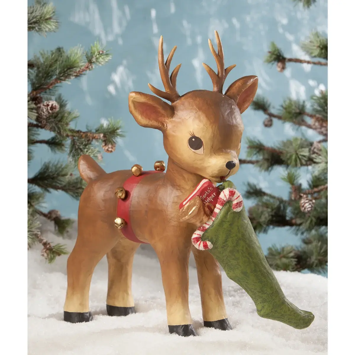 Bethany Lowe ​​​​​​​- Santa's Helper Reindeer Paper Mache - TJ8686