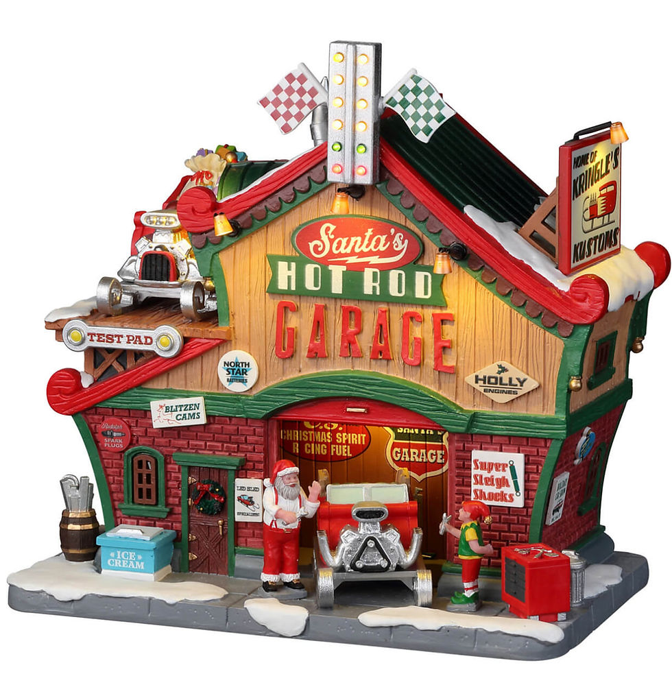 Lemax Santa's Hot Rod Garage