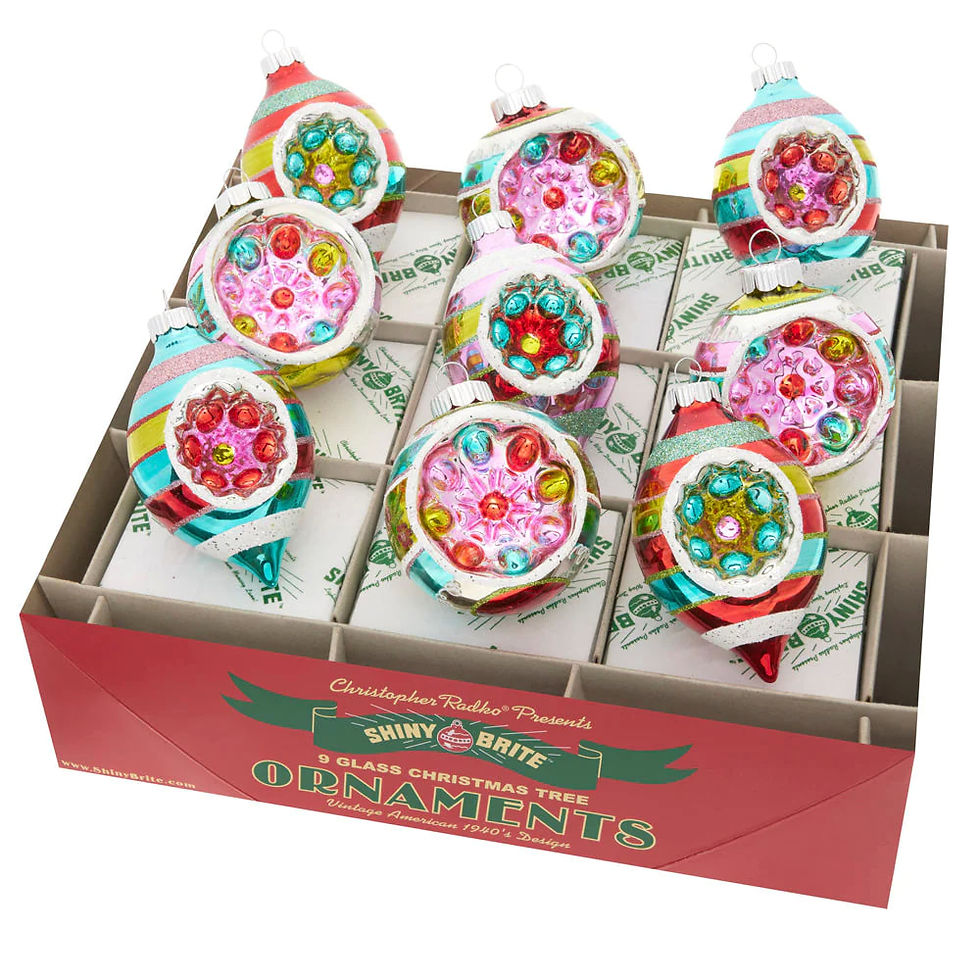Radko Shiny Brite 4028175 Festive Fete Decorated Rounds & Reflector Tulips