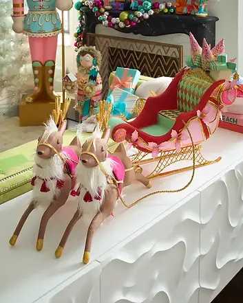 Glitterville Papa Noel’s Reindeer Tabletop - Thumbnail 5