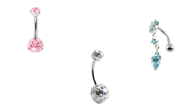 Curved titanium belly bar